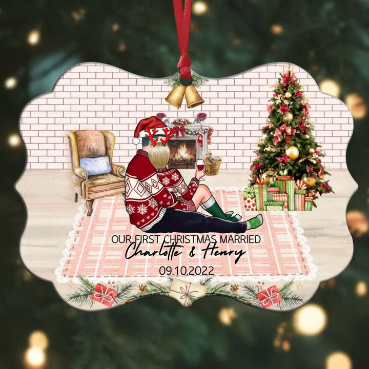 Personalized Aluminium Ornament - Gift For Couple - Our First Christmas Married
