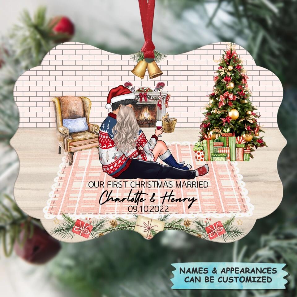 Personalized Aluminium Ornament - Gift For Couple - Our First Christmas Married