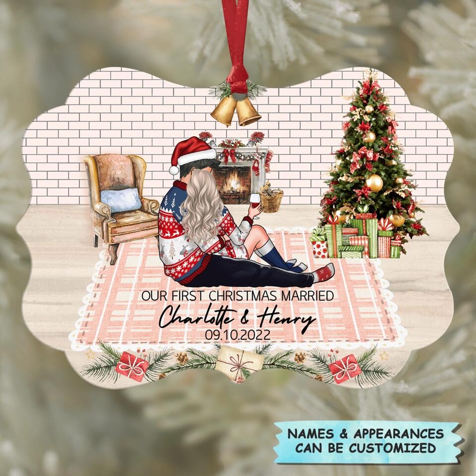 Personalized Aluminium Ornament - Gift For Couple - Our First Christmas Married