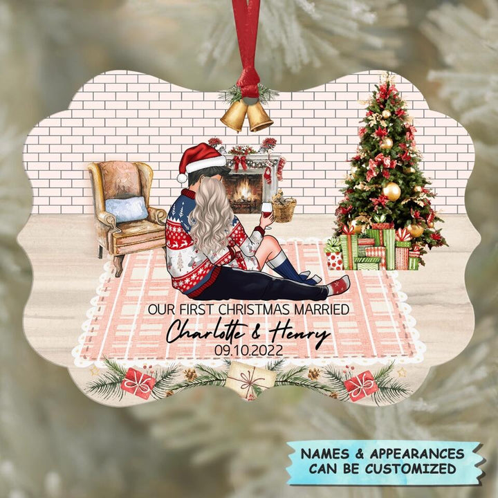 Personalized Aluminium Ornament - Gift For Couple - Our First Christmas Married