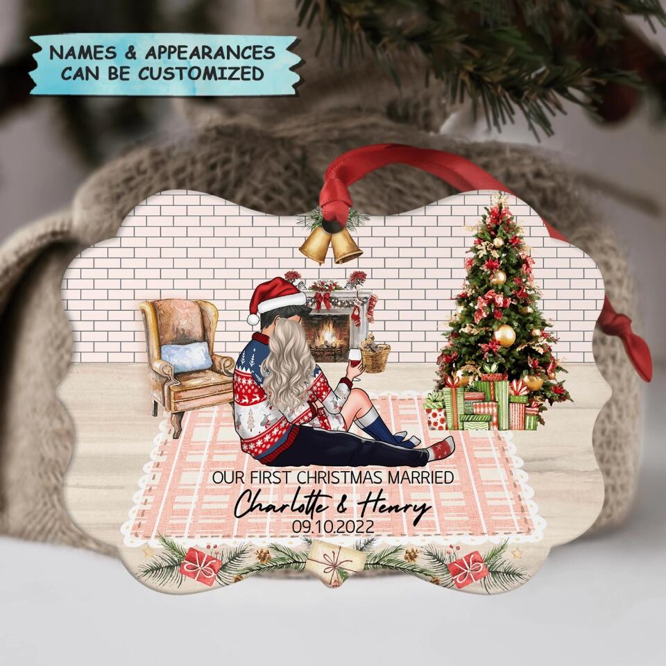 Personalized Aluminium Ornament - Gift For Couple - Our First Christmas Married