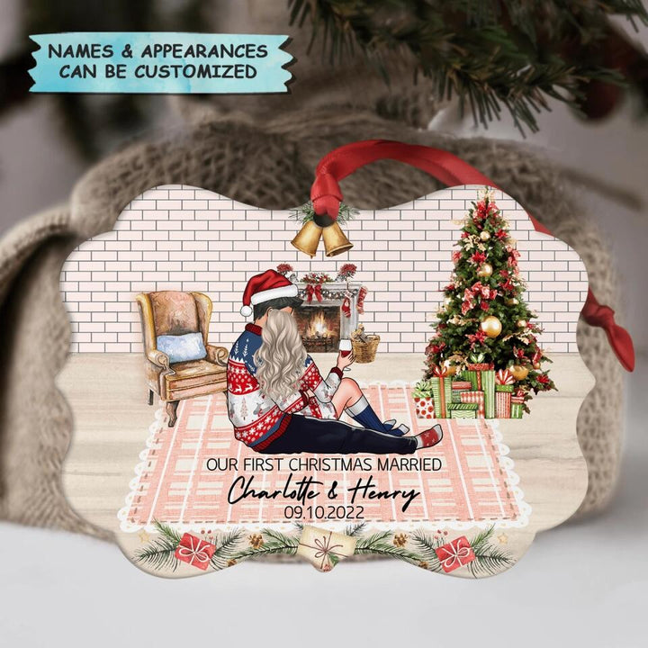 Personalized Aluminium Ornament - Gift For Couple - Our First Christmas Married