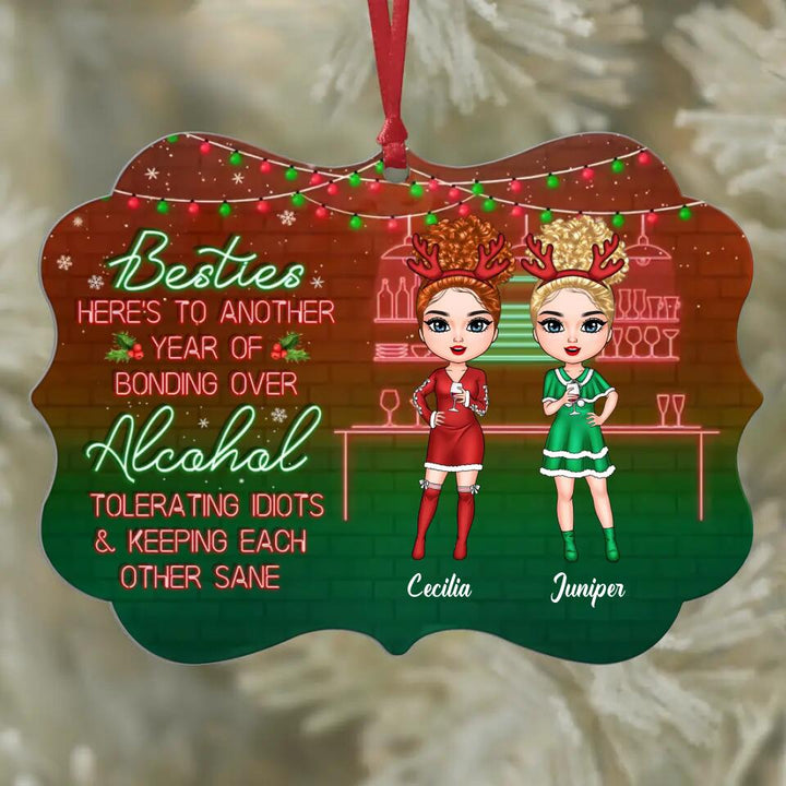 Personalized Aluminium Ornament - Gift For Friend - Here's To Another Year Of Bonding Over Alcohol