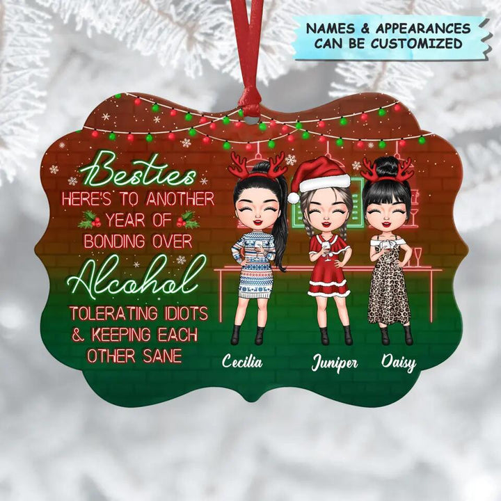 Personalized Aluminium Ornament - Gift For Friend - Here's To Another Year Of Bonding Over Alcohol