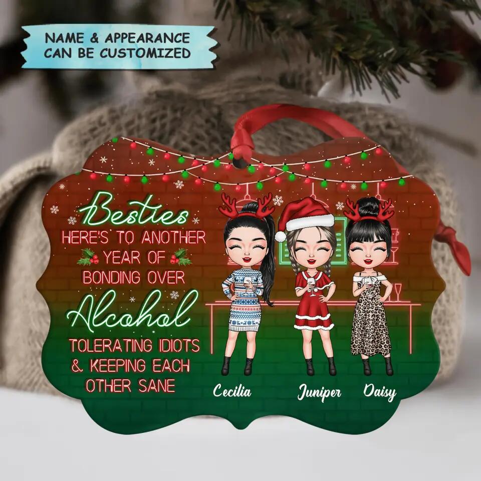 Personalized Aluminium Ornament - Gift For Friend - Here's To Another Year Of Bonding Over Alcohol