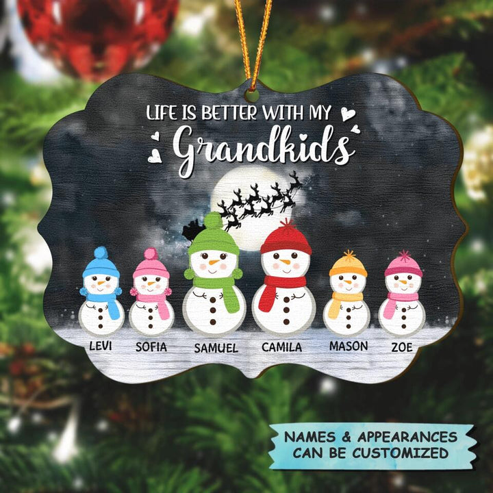 Personalized Wood Ornament - Gift For Grandparents - Life Is Better With My Grandkids