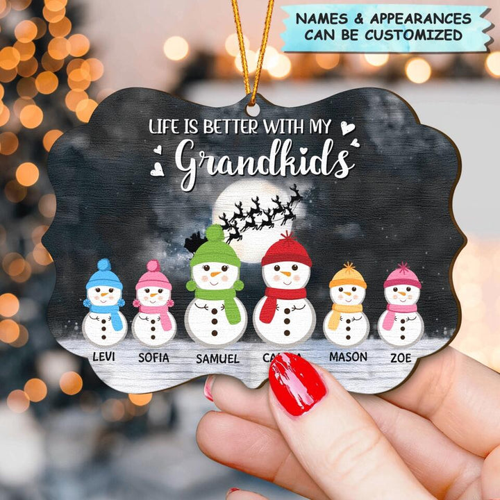 Personalized Wood Ornament - Gift For Grandparents - Life Is Better With My Grandkids