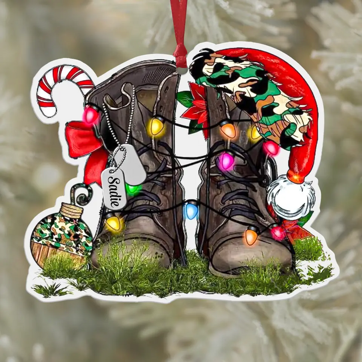Personalized Aluminium Ornament - Gift For Military - Christmas Boots