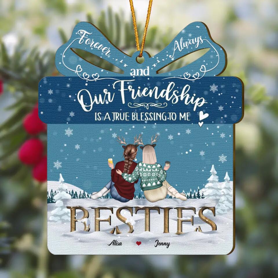 Personalized Wood Ornament - Gift For Friend - Our Friendship Is Blessing To Me