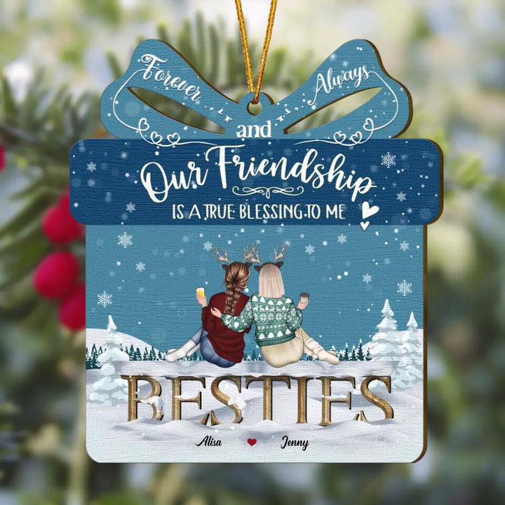 Personalized Wood Ornament - Gift For Friend - Our Friendship Is Blessing To Me