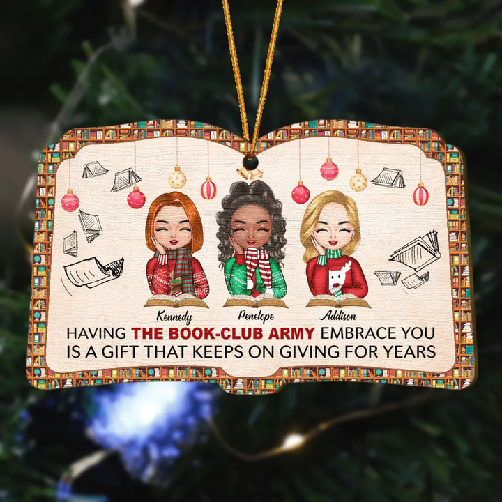 Personalized Wood Ornament - Gift For Reading Lover -  The Book-Club Army