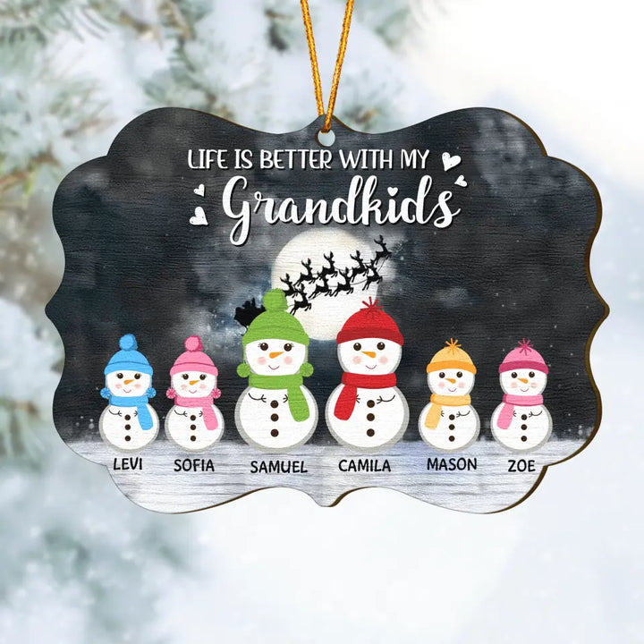Personalized Wood Ornament - Gift For Grandparents - Life Is Better With My Grandkids