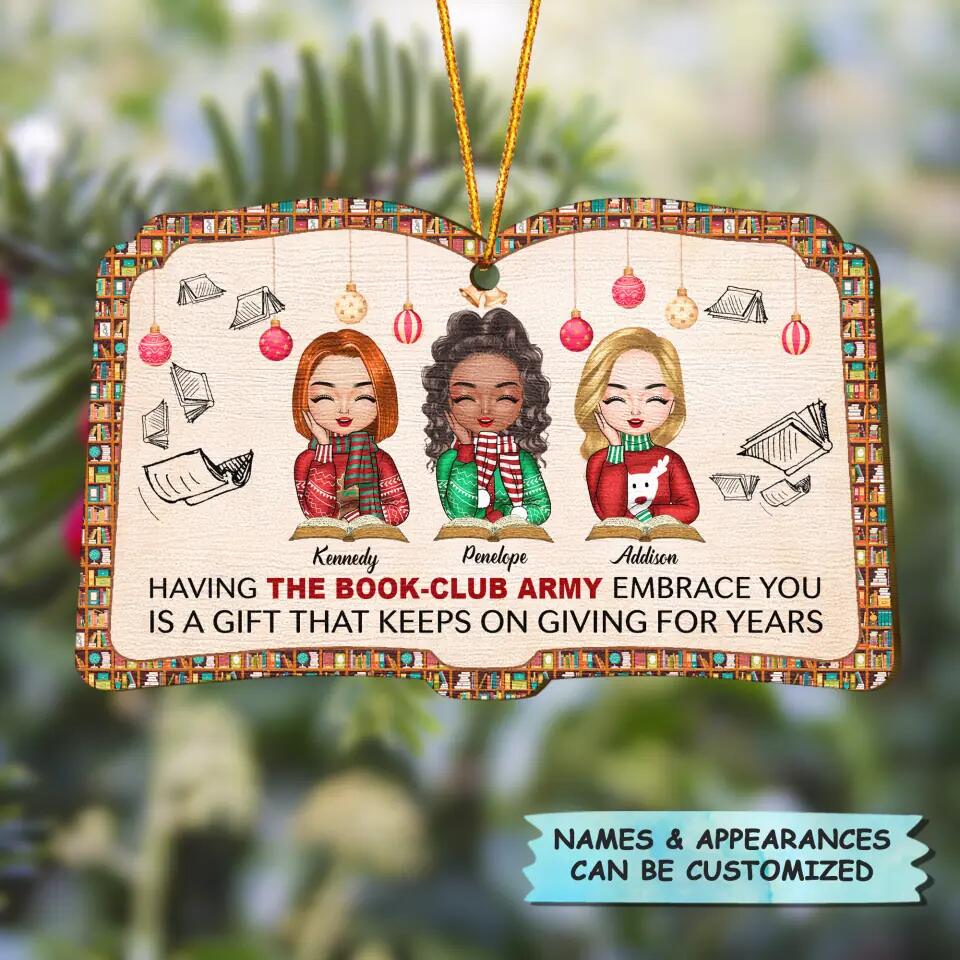 Personalized Wood Ornament - Gift For Reading Lover -  The Book-Club Army