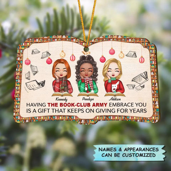 Personalized Wood Ornament - Gift For Reading Lover -  The Book-Club Army