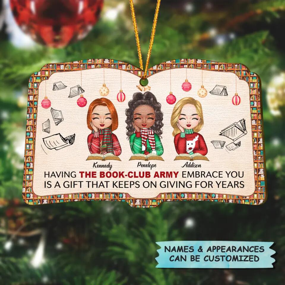 Personalized Wood Ornament - Gift For Reading Lover -  The Book-Club Army