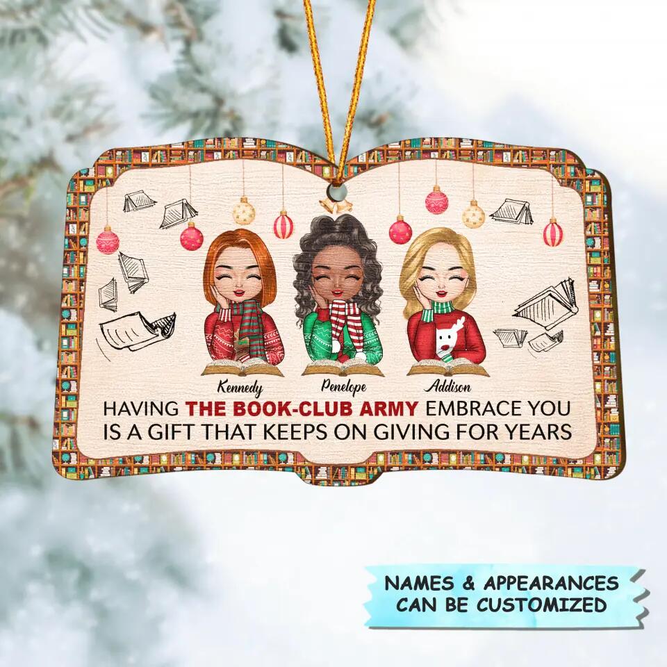 Personalized Wood Ornament - Gift For Reading Lover -  The Book-Club Army