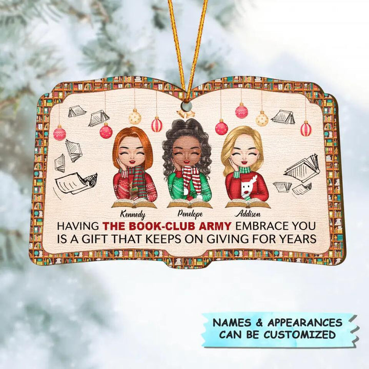 Personalized Wood Ornament - Gift For Reading Lover -  The Book-Club Army