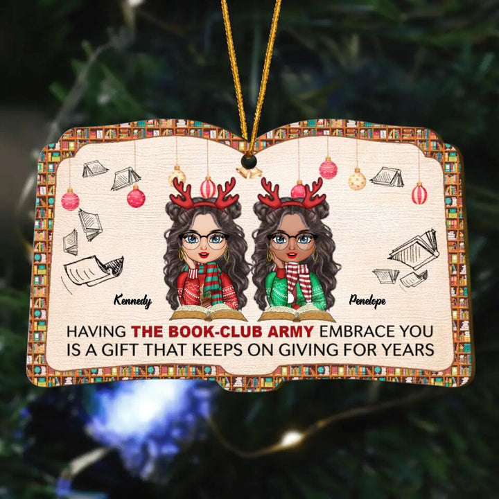 Personalized Wood Ornament - Gift For Reading Lover -  The Book-Club Army
