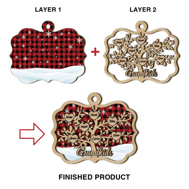 Christmas Gift For Grandparents - Personalized Layer Wood Ornament