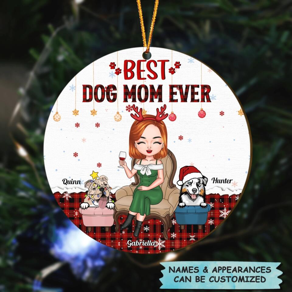 Personalized Wood Ornament - Gift For Dog Lover - Best Dog Mom Ever