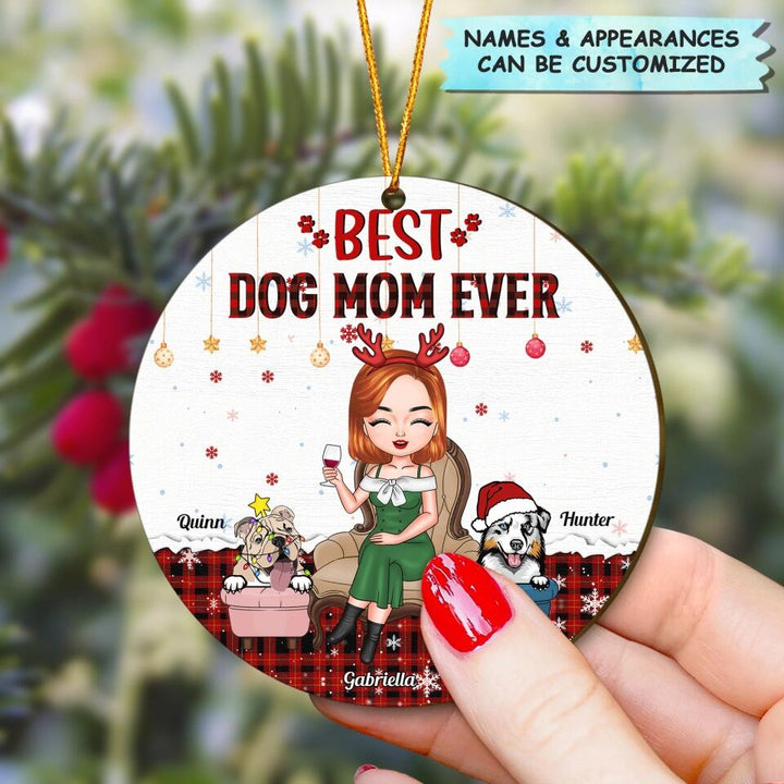 Personalized Wood Ornament - Gift For Dog Lover - Best Dog Mom Ever