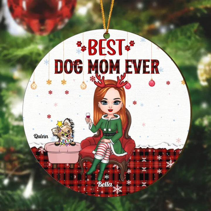 Personalized Wood Ornament - Gift For Dog Lover - Best Dog Mom Ever