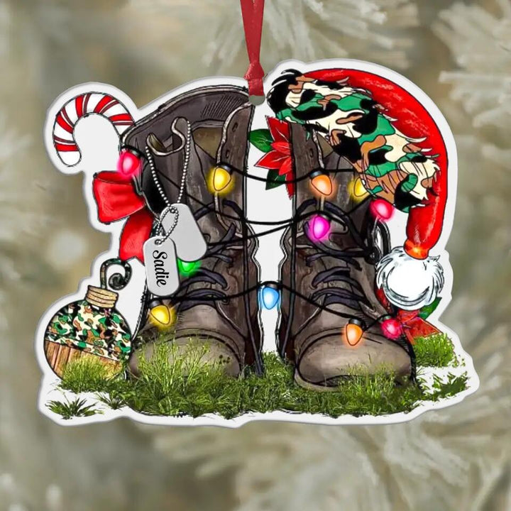 Personalized Aluminium Ornament - Gift For Military - Christmas Boots