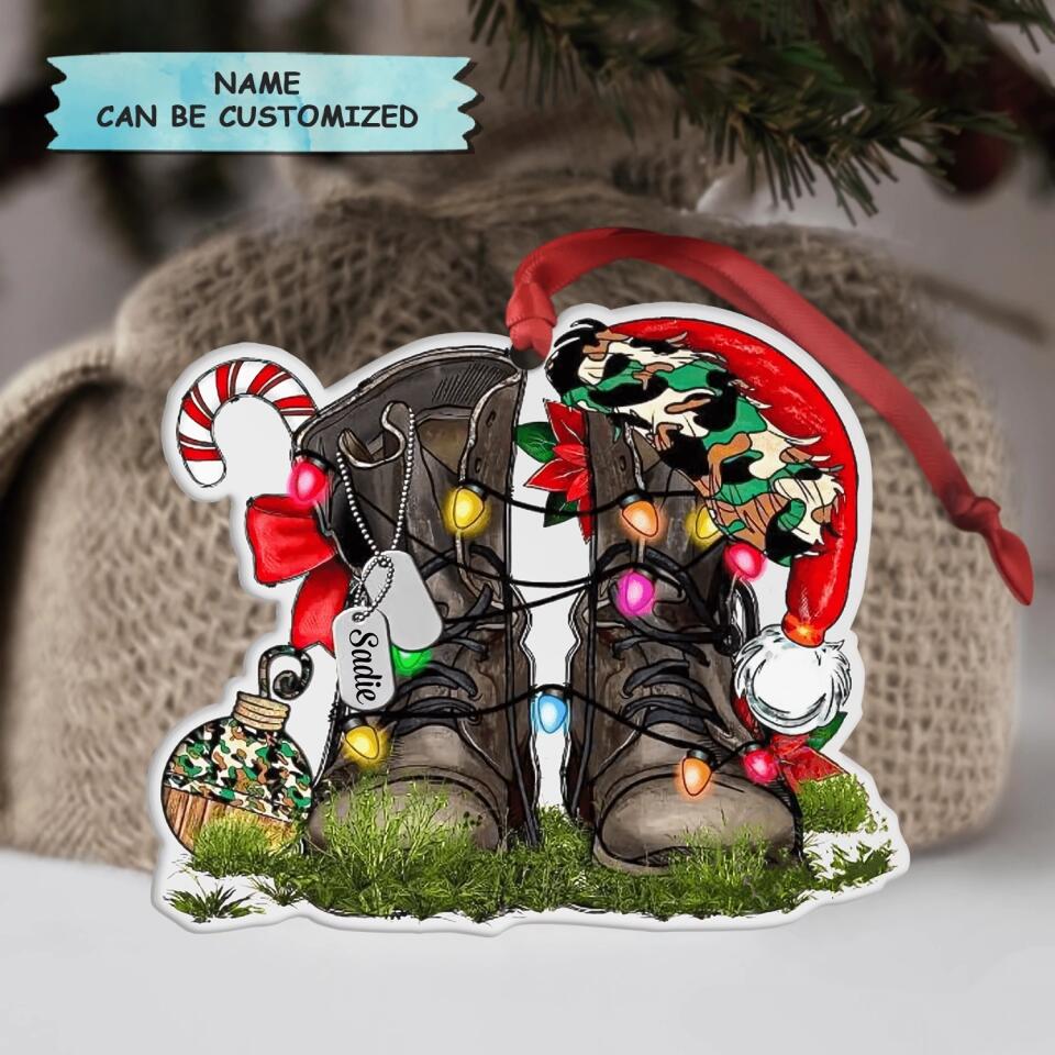 Personalized Aluminium Ornament - Gift For Military - Christmas Boots