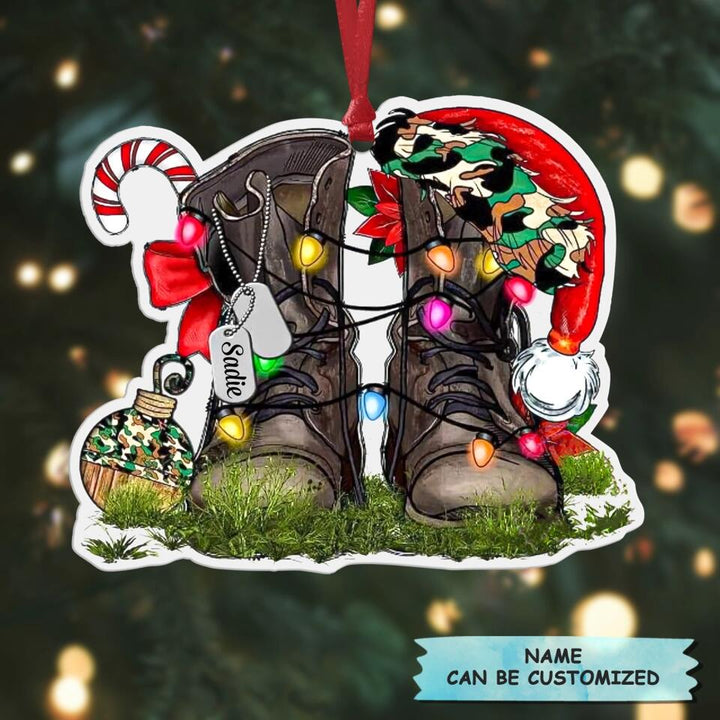 Personalized Aluminium Ornament - Gift For Military - Christmas Boots