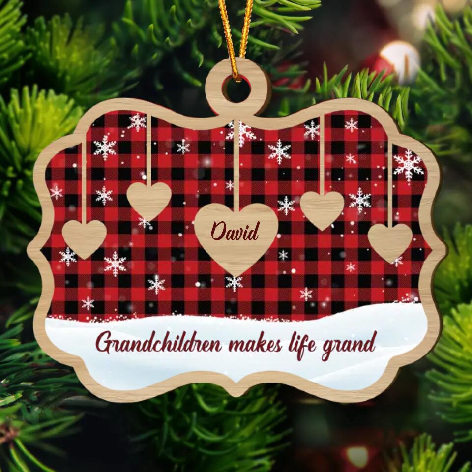 Grandchildren Make Life Grand - Personalized Layer Wood Ornament - Gift For Grandparent