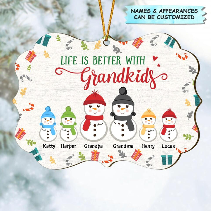 Life Is Better With Grandkids - Personalized Wood Ornament - Christmas Gift For Grandparents