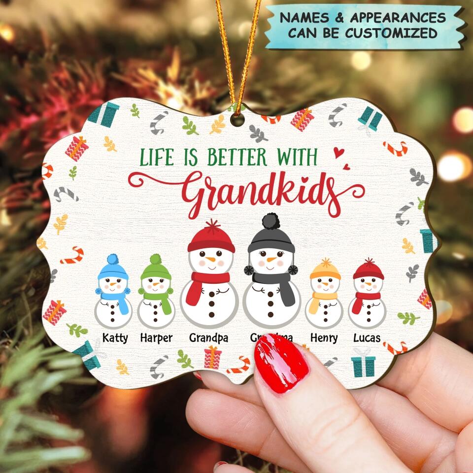 Life Is Better With Grandkids - Personalized Wood Ornament - Christmas Gift For Grandparents