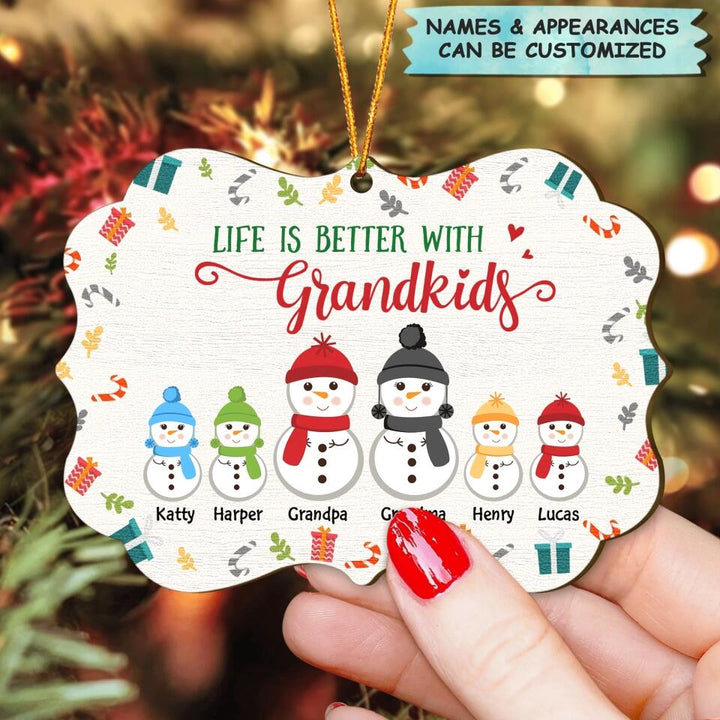 Life Is Better With Grandkids - Personalized Wood Ornament - Christmas Gift For Grandparents