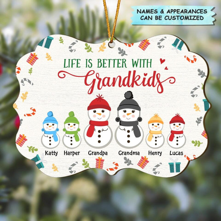 Life Is Better With Grandkids - Personalized Wood Ornament - Christmas Gift For Grandparents