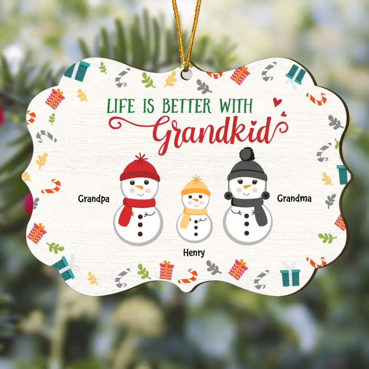 Life Is Better With Grandkids - Personalized Wood Ornament - Christmas Gift For Grandparents