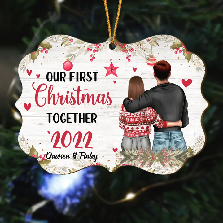 Personalized Wood Ornament - Gift For Couple - Our First Christmas Together