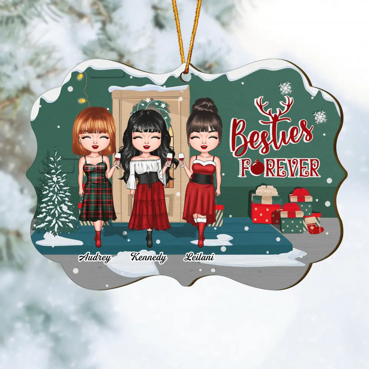 Personalized Wood Ornament - Gift For Friends - Besties Forever