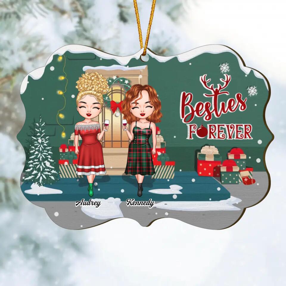 Personalized Wood Ornament - Gift For Friends - Besties Forever