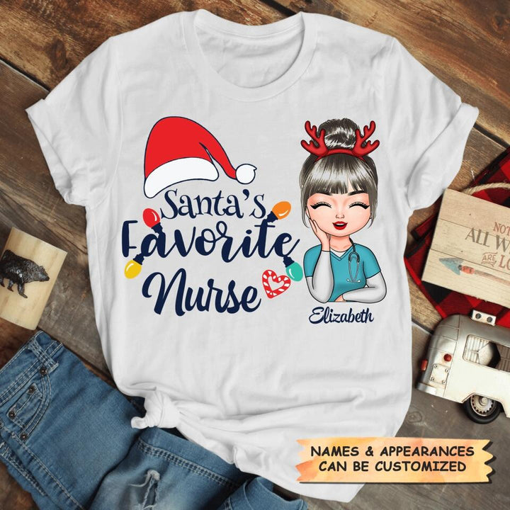 Personalized T-shirt - Gift For Nurse - Santa's Favorite Nurse
