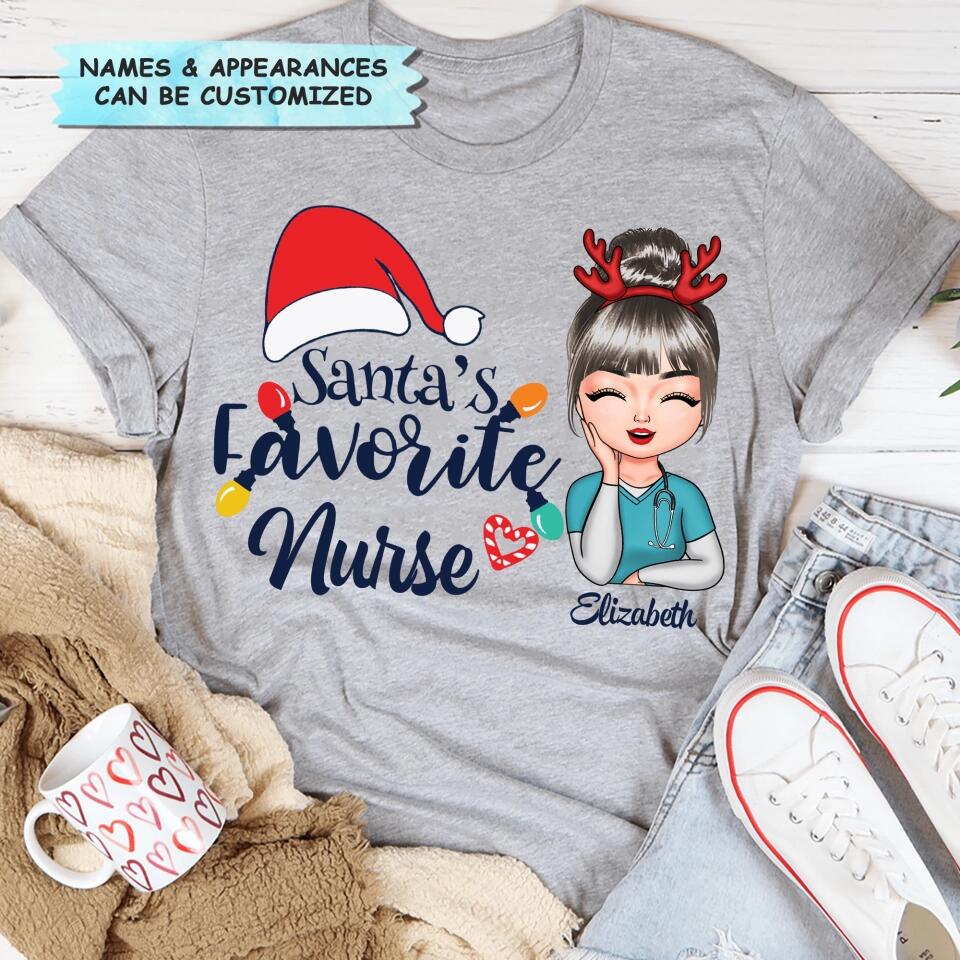 Personalized T-shirt - Gift For Nurse - Santa's Favorite Nurse