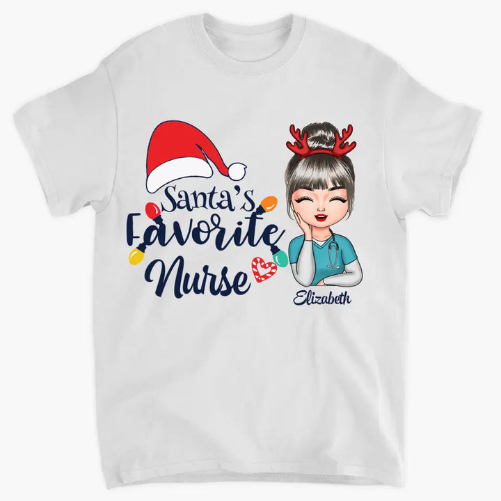 Personalized T-shirt - Gift For Nurse - Santa's Favorite Nurse