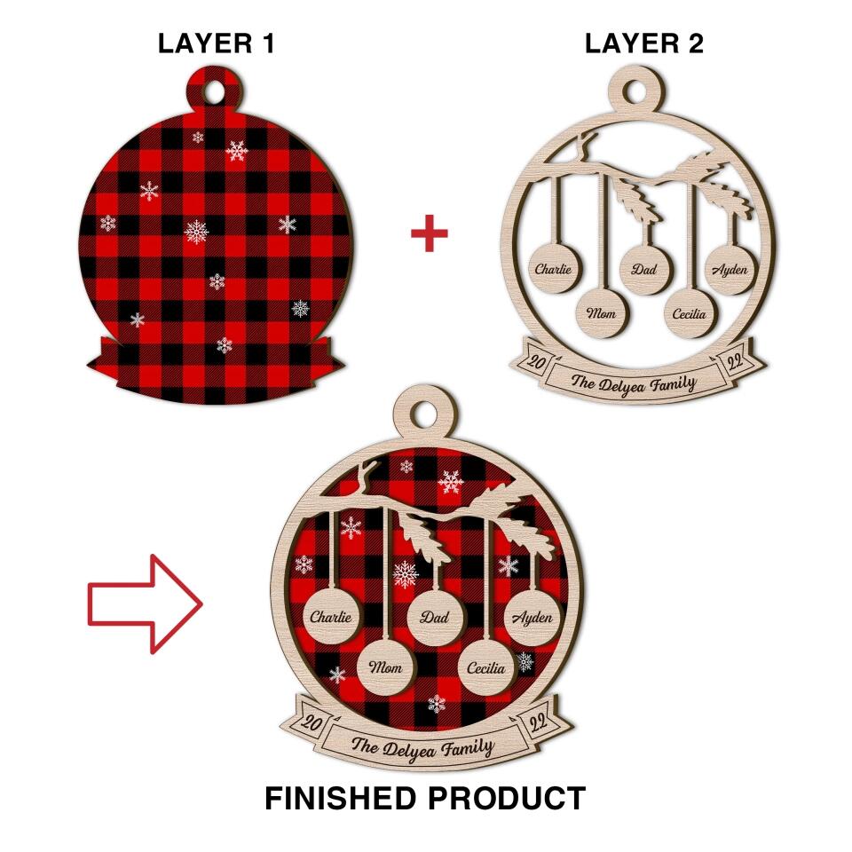 Personalized Layer Wood Ornament - Gift For Family,  Family Members - Our Family