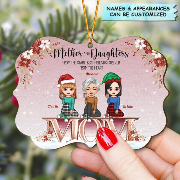 Personalized Wood Ornament - Gift For Mom - Mother And Daughters From The Start