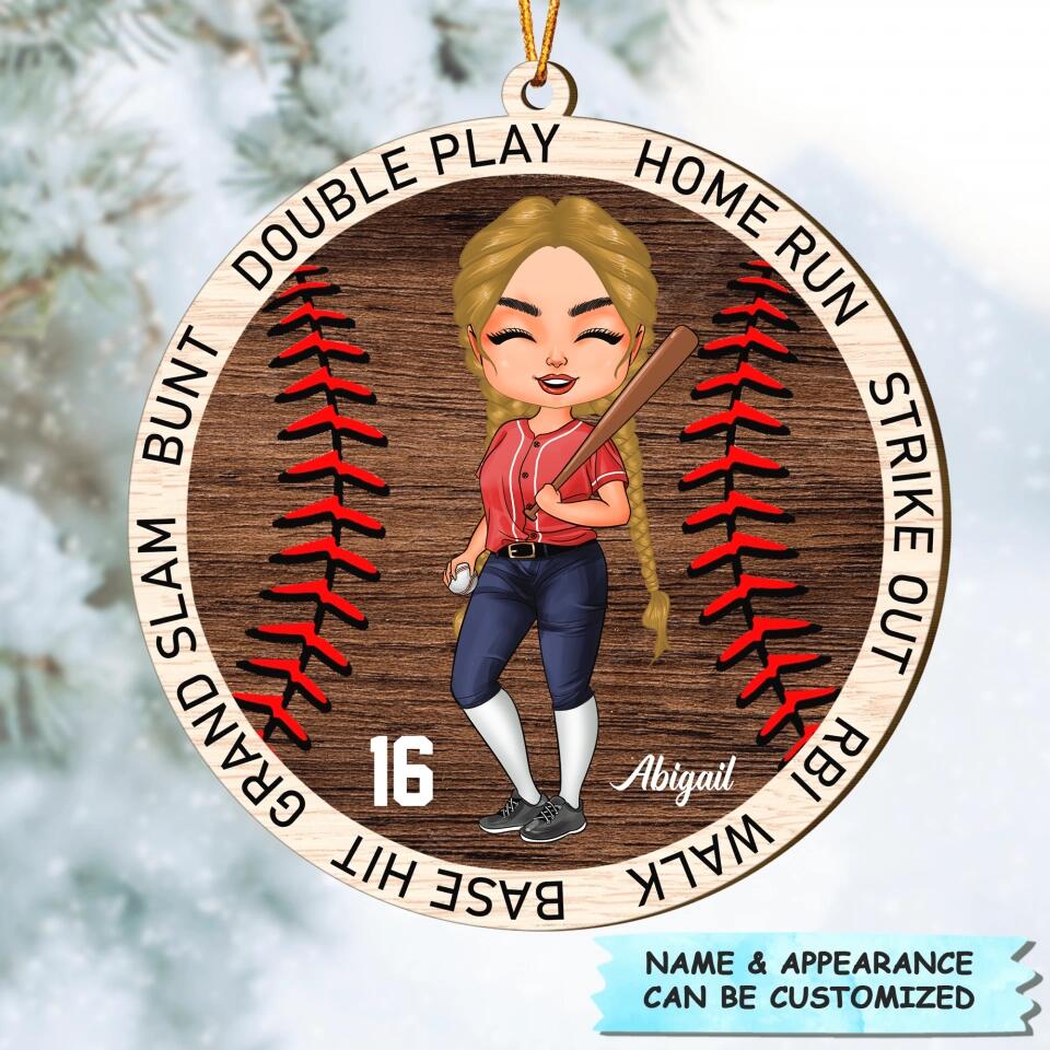Personalized Wood Ornament - Gift For Baseball Lover - Home Run