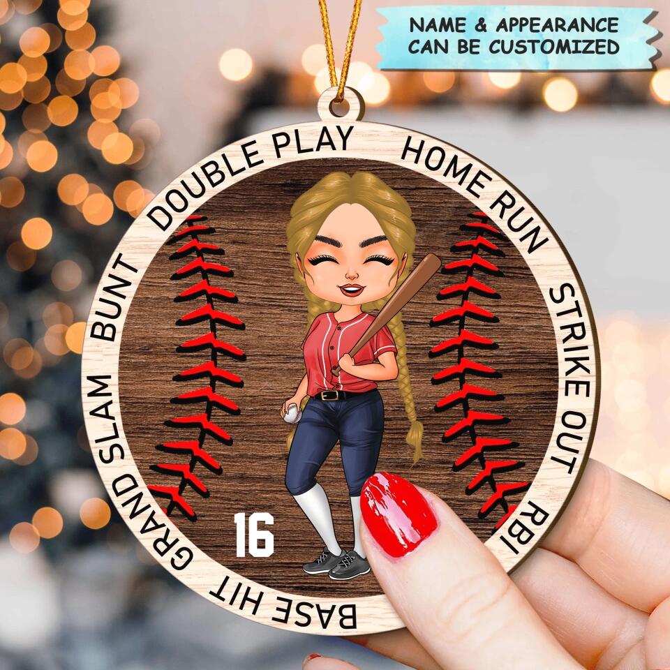 Personalized Wood Ornament - Gift For Baseball Lover - Home Run