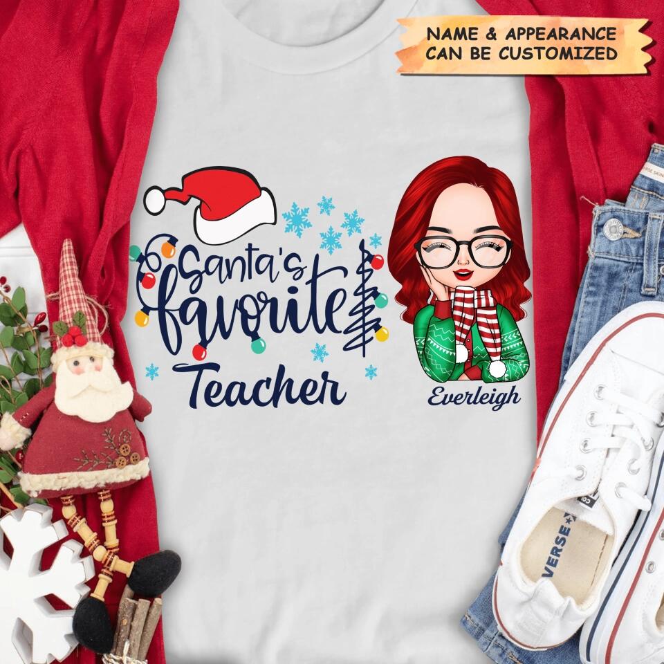 Personalized T-shirt - Gift For Teacher - Santa's Favorite Teacher