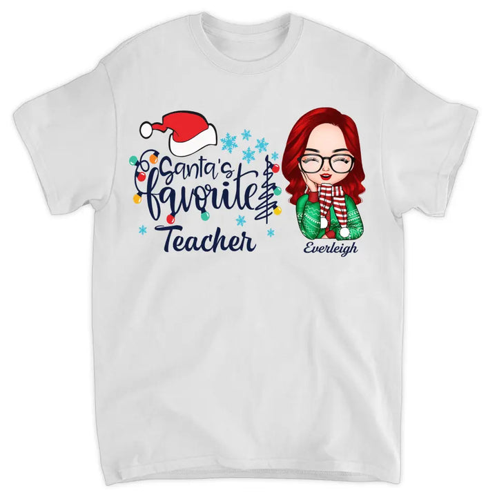 Personalized T-shirt - Gift For Teacher - Santa's Favorite Teacher