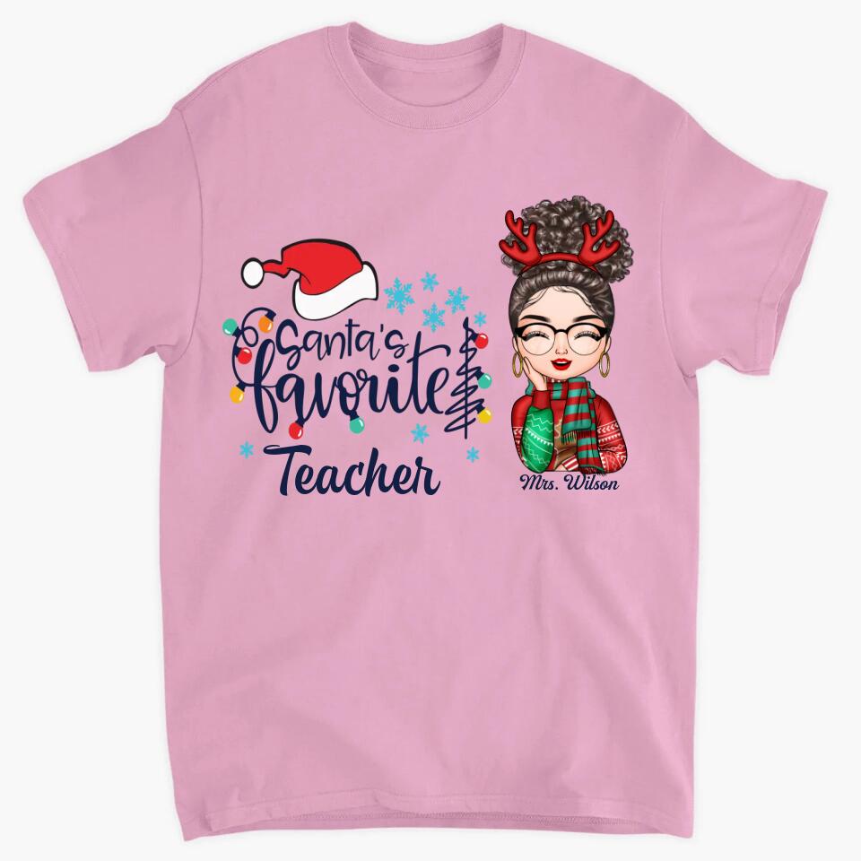 Personalized T-shirt - Gift For Teacher - Santa's Favorite Teacher