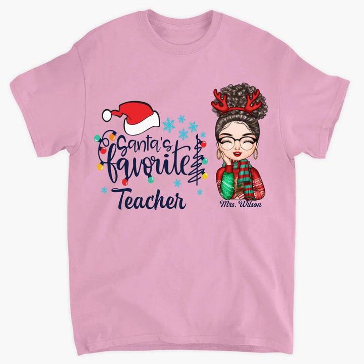 Personalized T-shirt - Gift For Teacher - Santa's Favorite Teacher