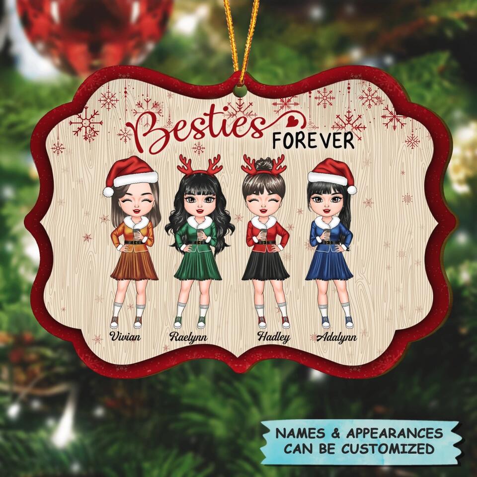 Personalized Wood Ornament - Gift For Friend - Besties Forever